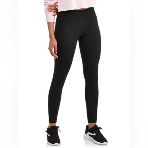 3/$20 Athletic Works Full Length Leggings Sporty Active Solid Black Buttery Soft - Picture 1 of 7